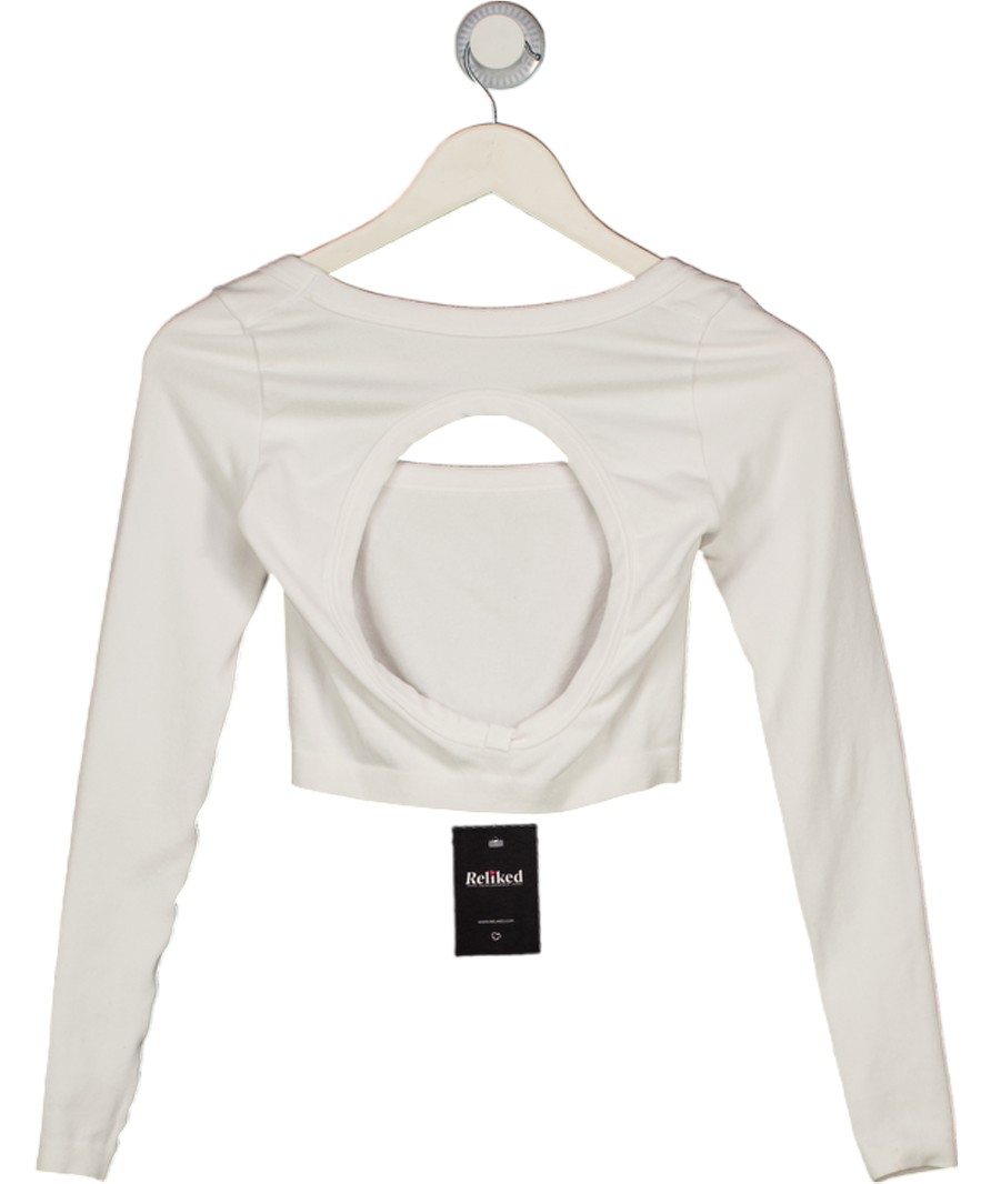 Bo + Tee White Seamless Soft Rib Cut-out Crop Top UK S