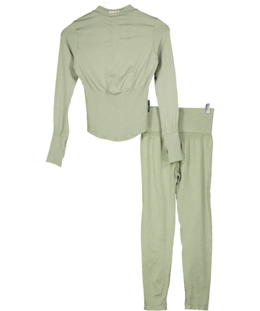 SEFI Green 2-piece Activewear Leggingd And Zip Jacket Set UK XS/S