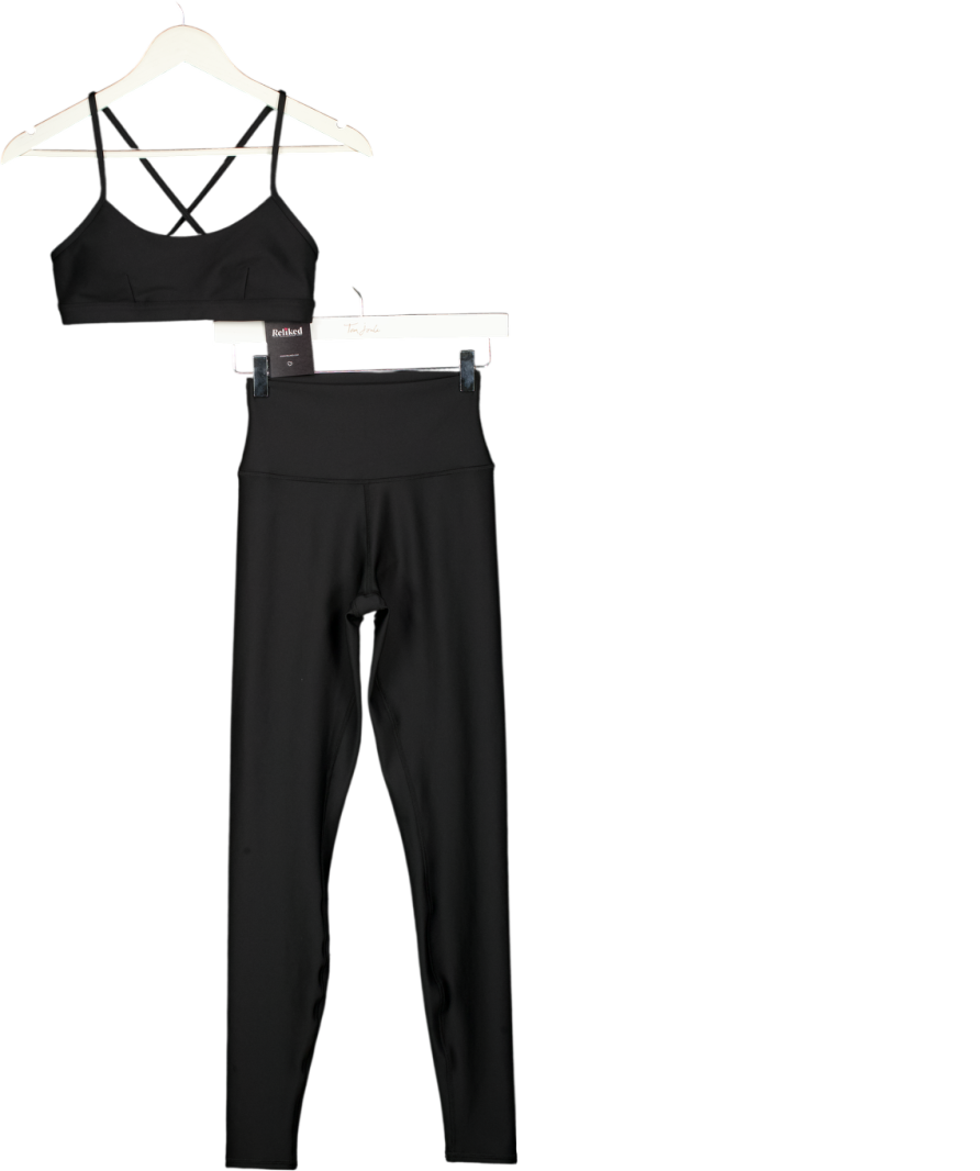 ALO YOGA Black 2 Piece Sports Bra & Leggings Set UK S