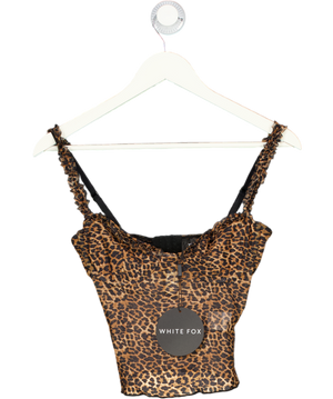 WHITE FOX Brown We Aren't A Thing Top Leopard With Built In Bra UK XS