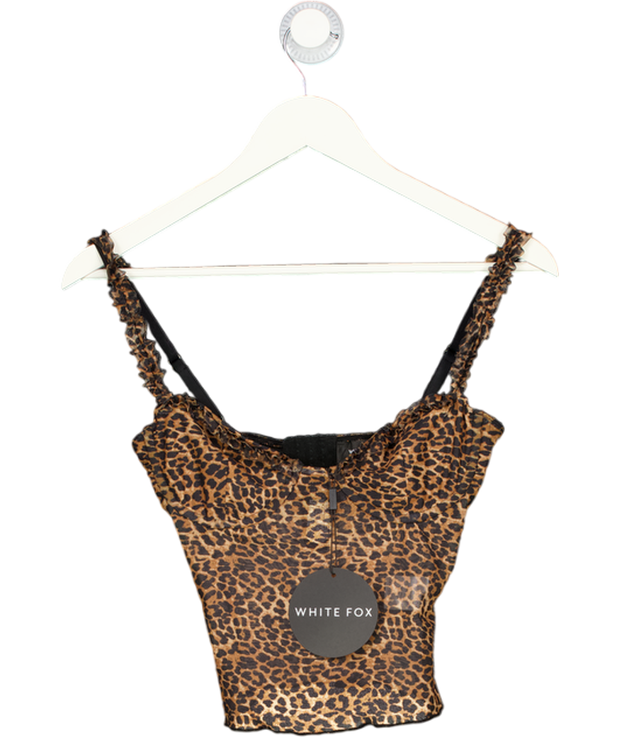 WHITE FOX Brown We Aren't A Thing Top Leopard With Built In Bra UK XS