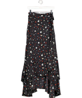 GANNI Black Nolana Silk Wrap Skirt UK 8
