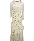 NEW LOOK Off White Polka Dot Cowl Neck Chiffon Midi Dress UK 6