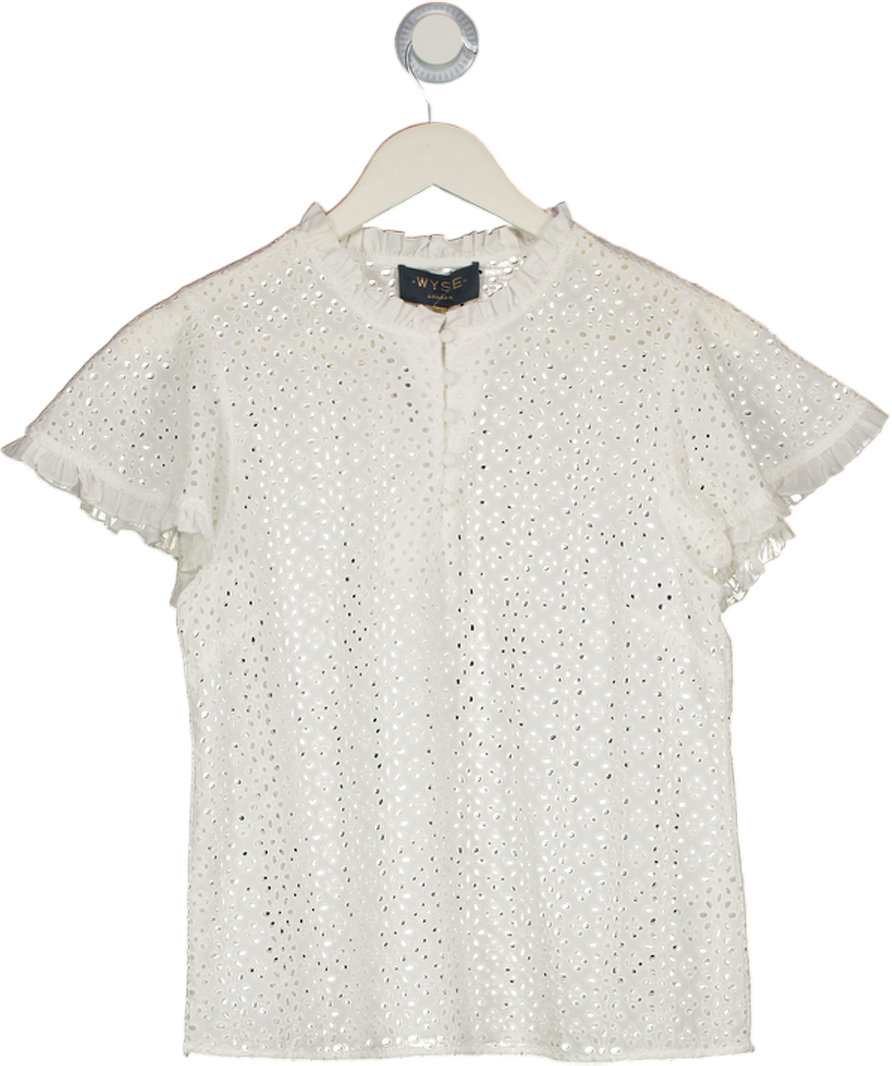 Wyse London White Tie Shoulder Floral smockedTop UK 8