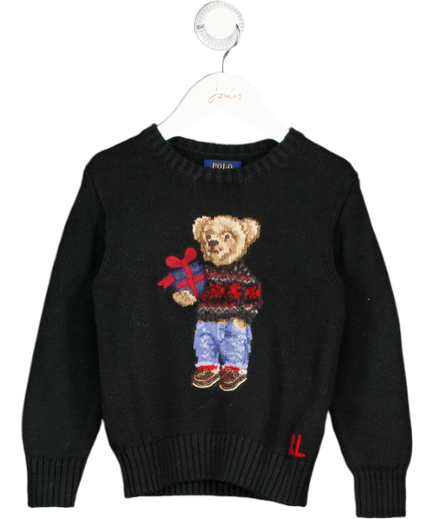POLO RALPH LAUREN Black Cotton Knit Polo Bear With Gift Jumper 5 Years