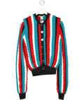 Marco De Vincenzo Multicoloured Striped Textured Cardigan UK 10