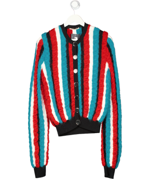 Marco De Vincenzo Multicoloured Striped Textured Cardigan UK 10