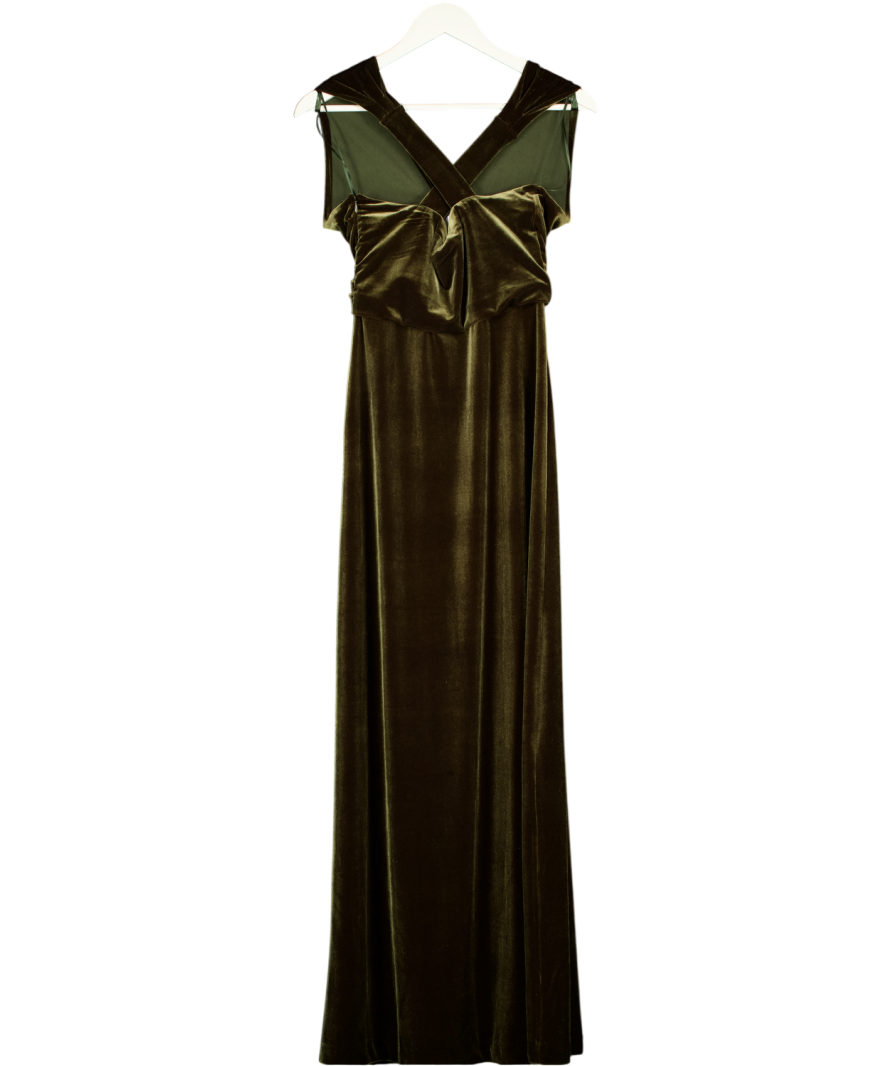 ME + EM Olive Green Full-length Dress Fluid Velour UK 8