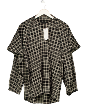 ZARA Black Check Shirt With Multipositional Scarf UK M