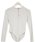 Stradivarius White Long Sleeved Bodysuit UK M