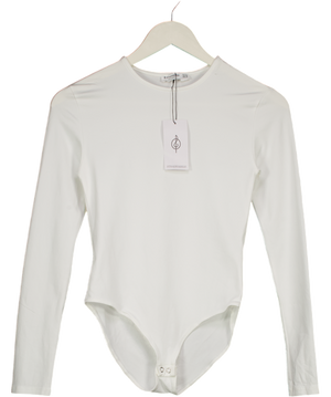 Stradivarius White Long Sleeved Bodysuit UK M