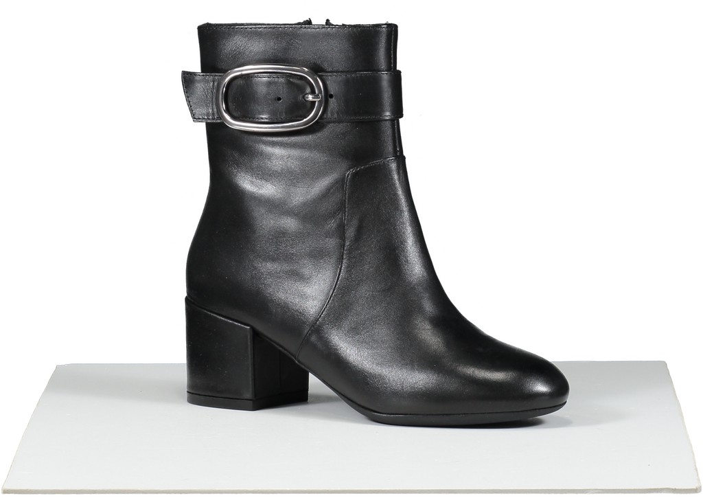 Geox Black Leather Eleana Ankle Boot UK 2 EU 35 👠