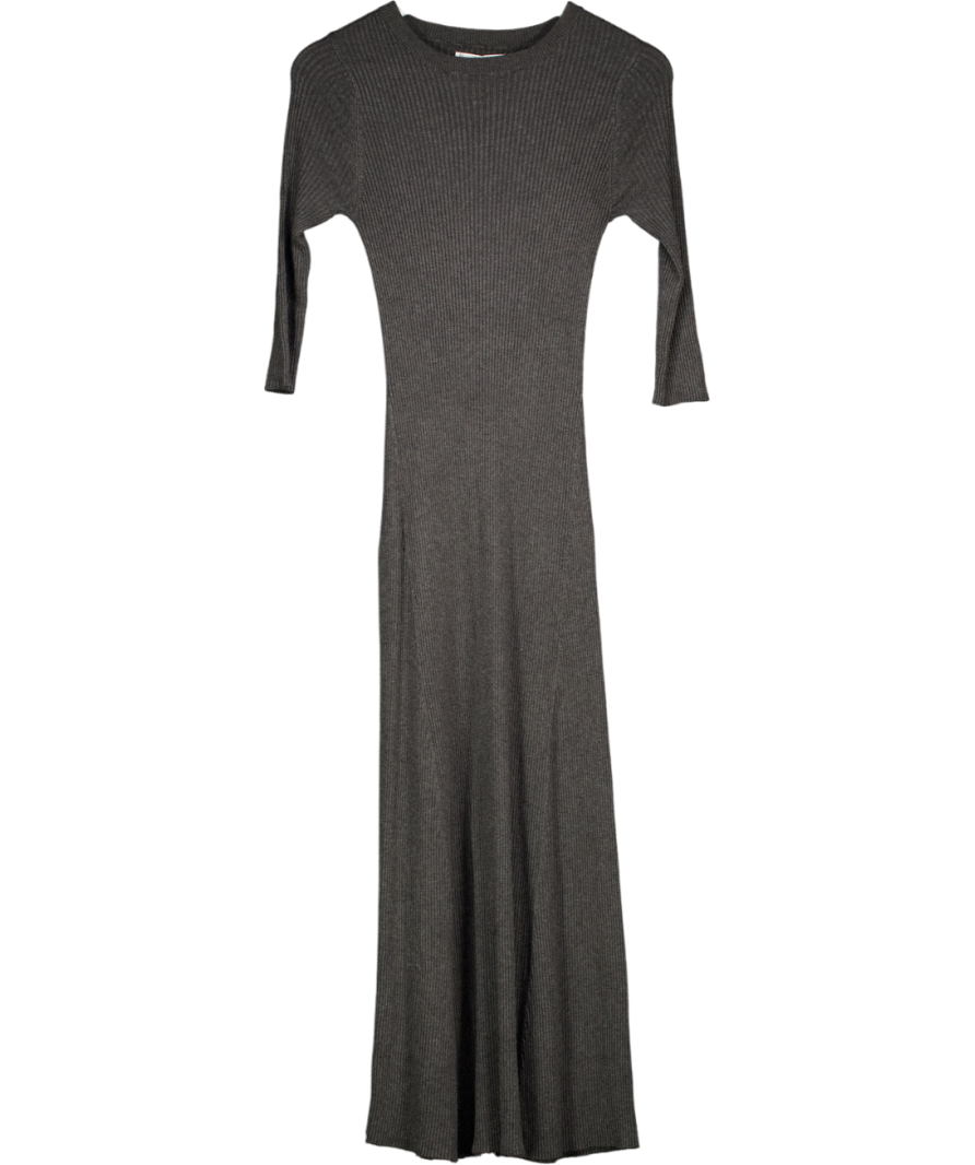 MANGO Grey Ribbed Long Knit Dress UK S
