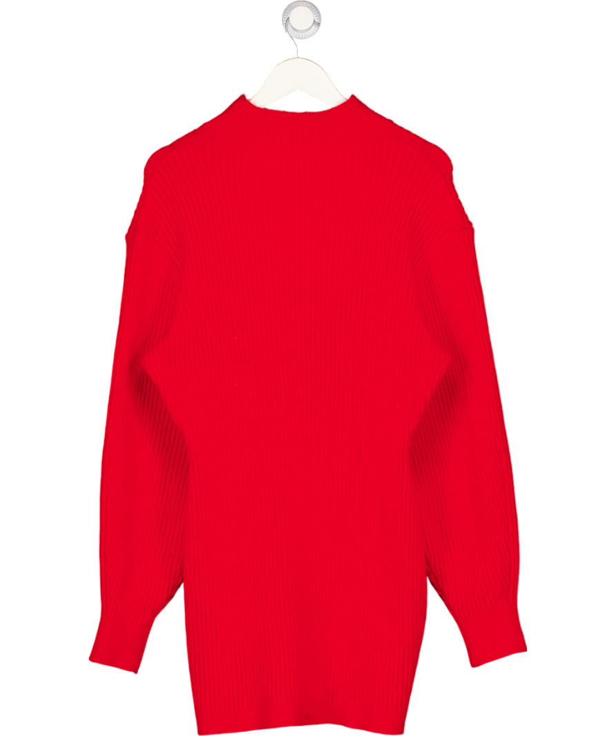 H&M Red Ribbed Turtleneck Jumper Dress UK L