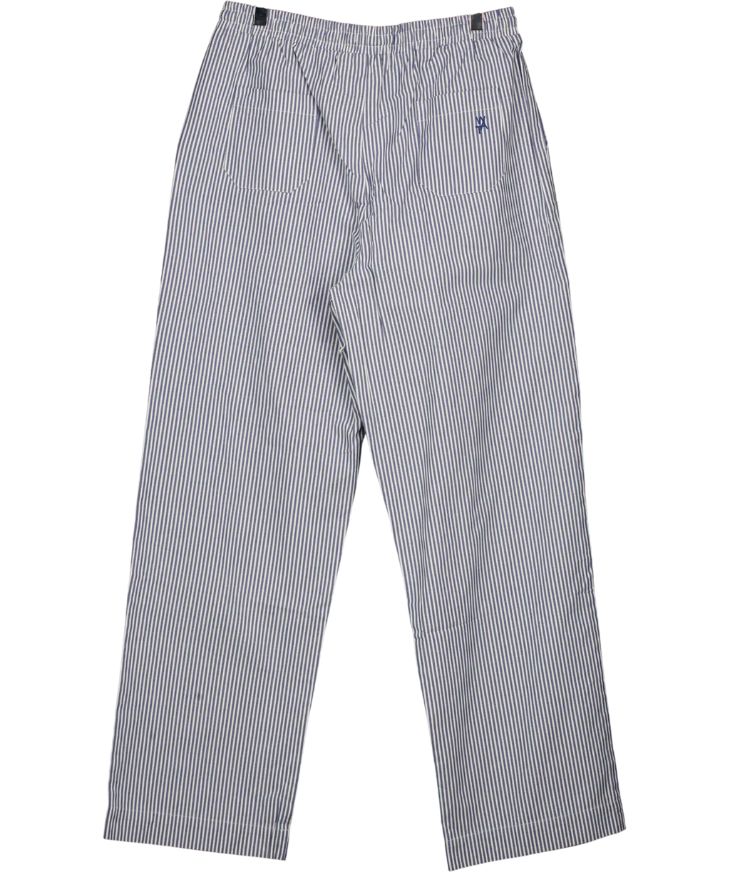 WAT. THE BRAND Blue Striped Cotton Drawstring Waist Trousers UK S