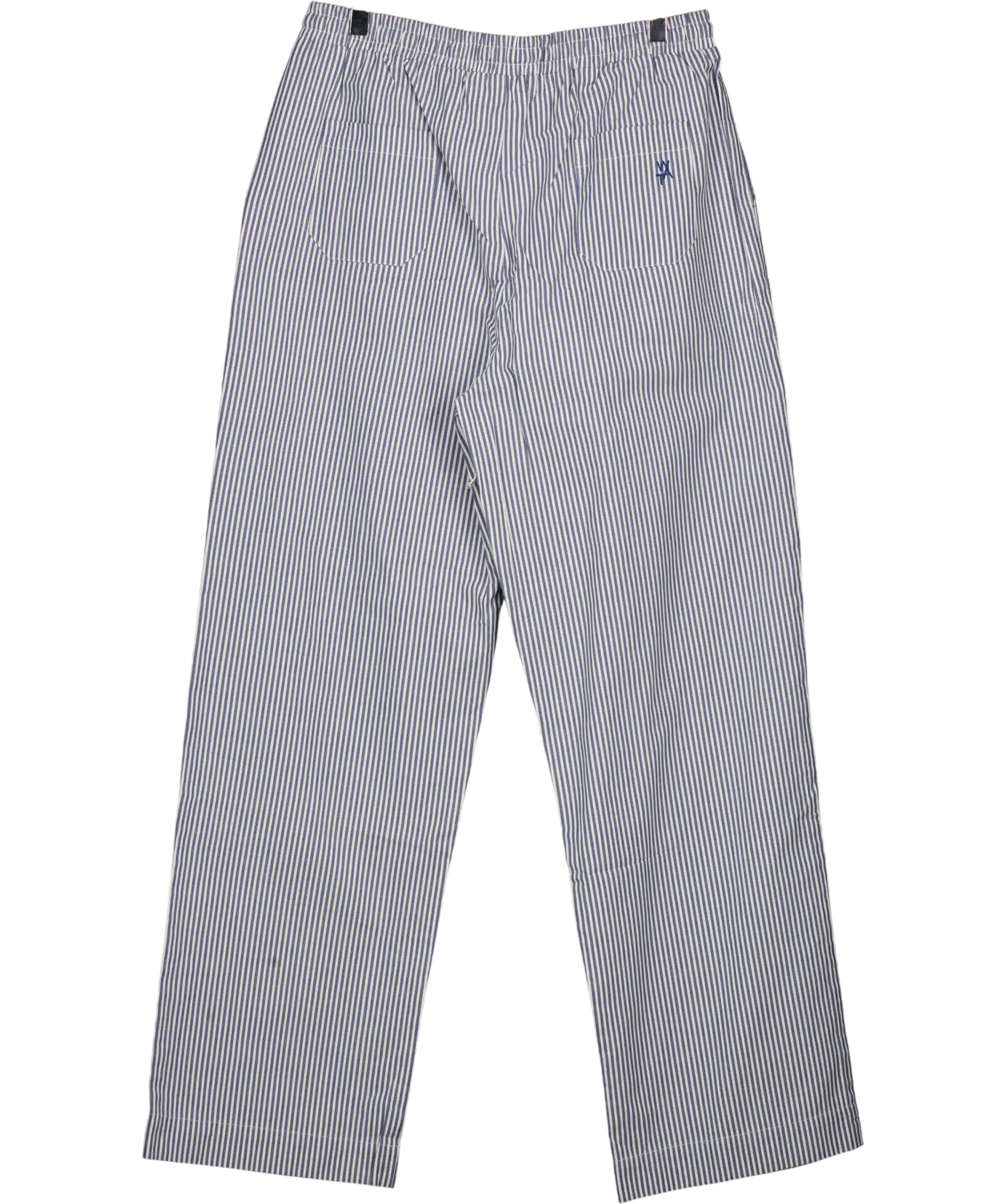 WAT. THE BRAND Blue Striped Cotton Drawstring Waist Trousers UK S