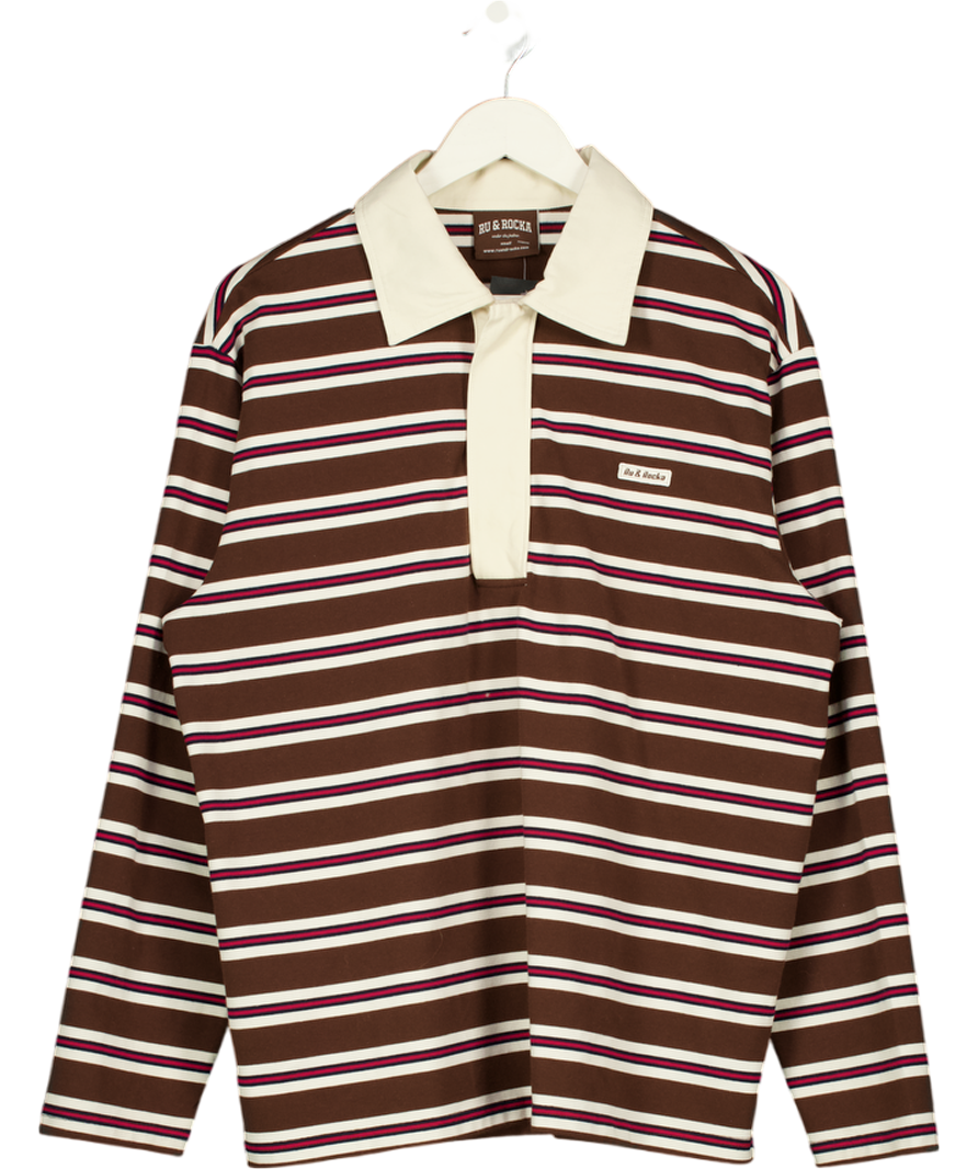 Ru & Rocka Brown Bronco Rugby Cotton-blend Polo Shirt UK S