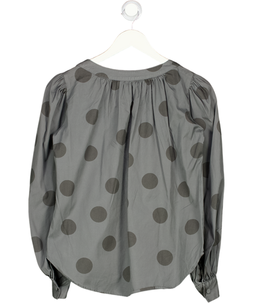ACNE Jeans Grey 100% Cotton Polka Dot Puff Sleeve Blouse Eu36 UK 8
