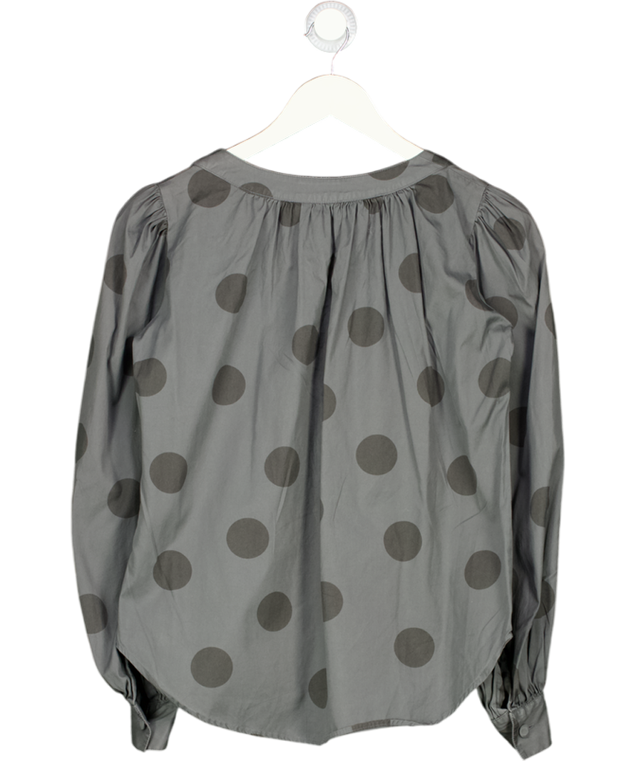 ACNE Jeans Grey 100% Cotton Polka Dot Puff Sleeve Blouse Eu36 UK 8