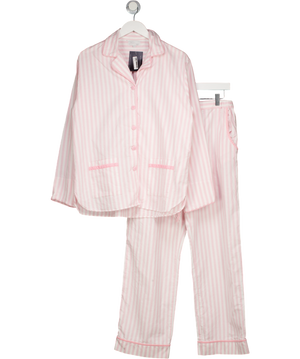 Sian Esther Pink Brushed Cotton Velvet Striped Pyjamas UK M