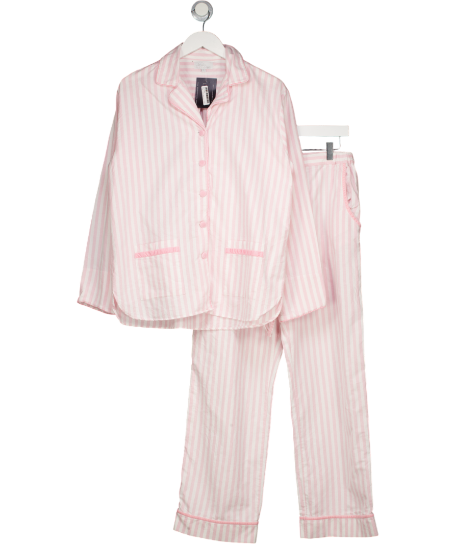 Sian Esther Pink Brushed Cotton Velvet Striped Pyjamas UK M