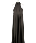 True Decadence Black Cleo Halterneck Bias-cut Maxi-dress UK 12