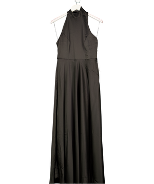 True Decadence Black Cleo Halterneck Bias-cut Maxi-dress UK 12