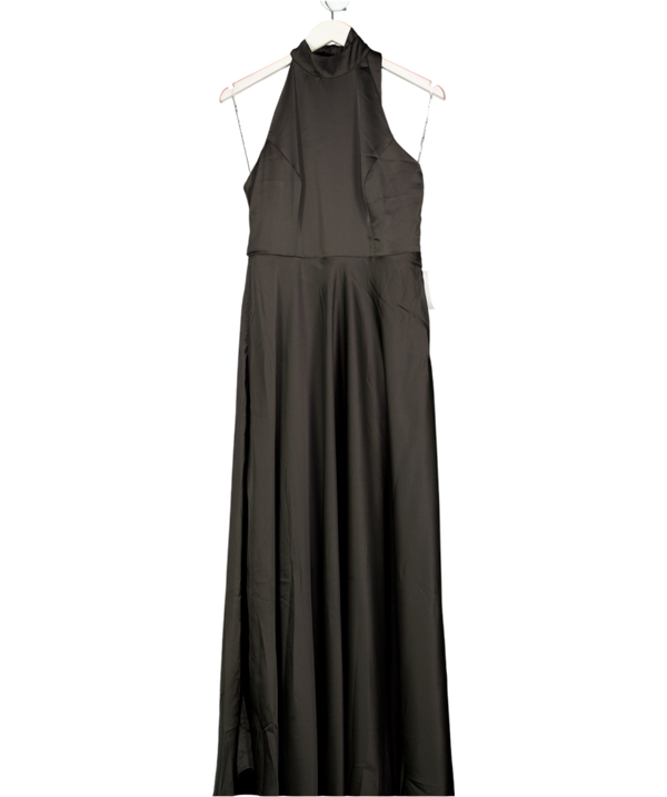 True Decadence Black Cleo Halterneck Bias-cut Maxi-dress UK 12