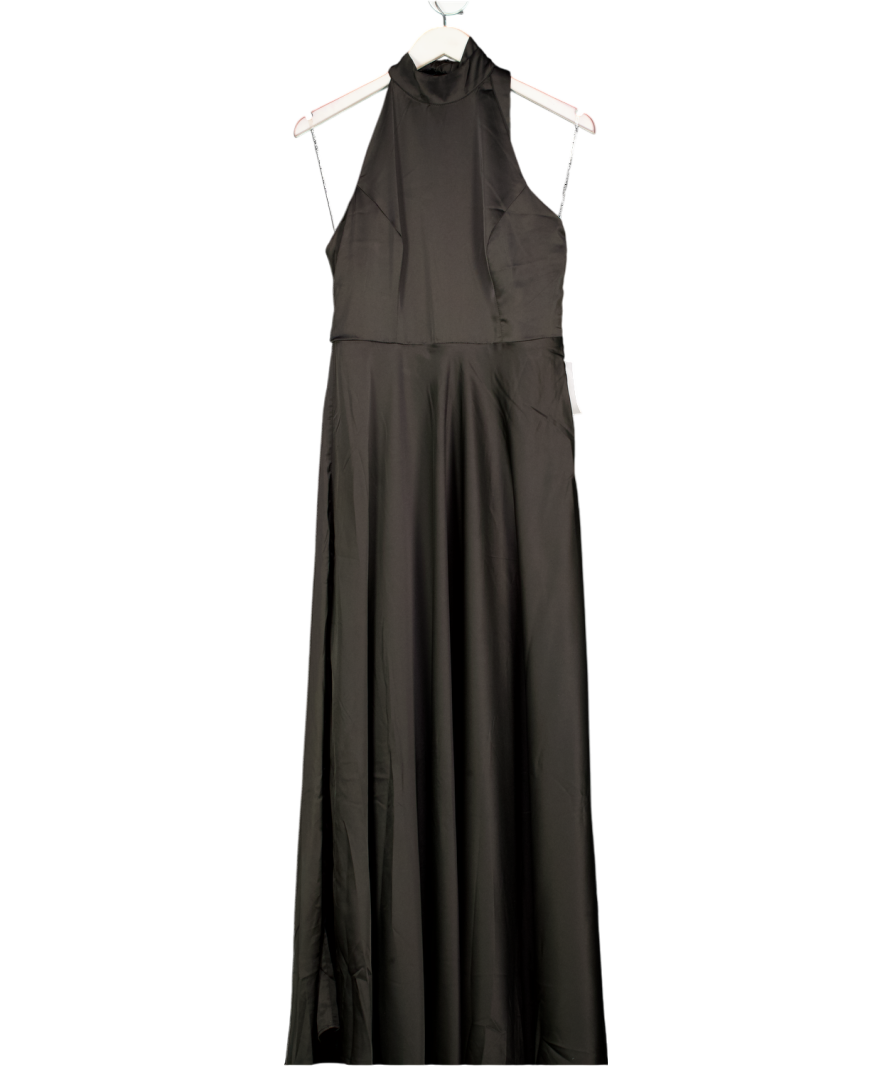 True Decadence Black Cleo Halterneck Bias-cut Maxi-dress UK 12