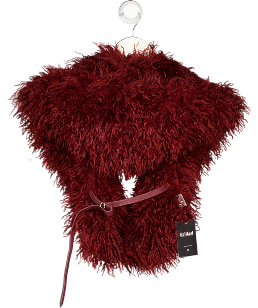 & Other Stories Haka Mongolian Faux Fur Backless Top In Wine Red UK S/M
