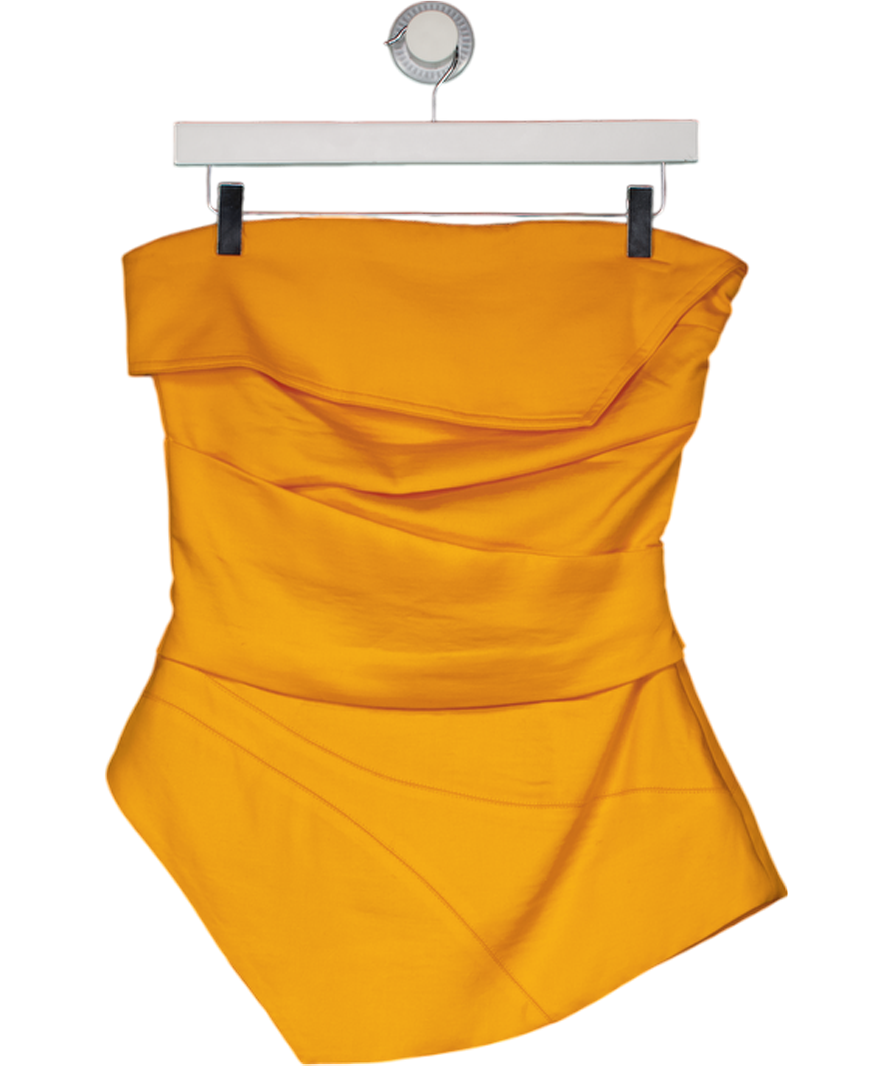 Karen Millen Orange Premium Linen Structured Pleated Tailored Bandeau Top UK 8