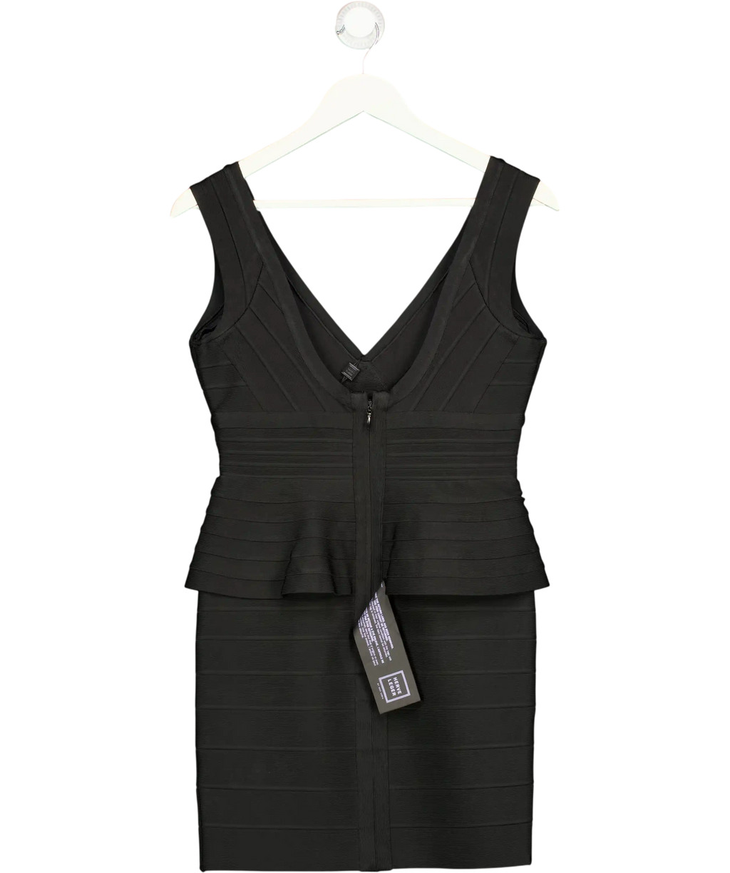 Herve Leger Rebeca Black Peplum Bandage Mini Dress Uk 12-14 UK L