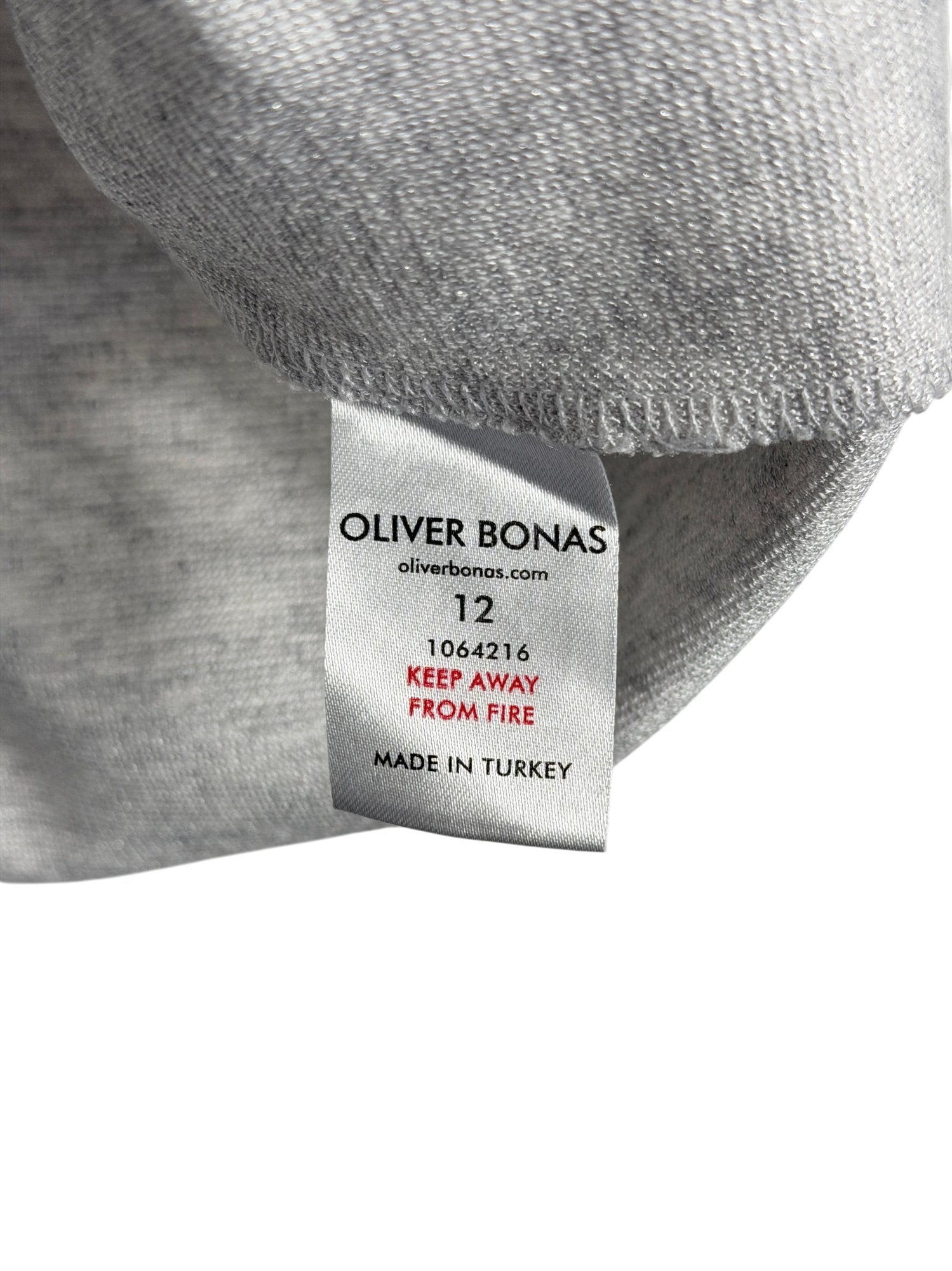 OLIVER BONAS Grey Top Crew-Neck Zip-Back T-Shirt UK 12
