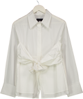 White Cotton Poplin Side Tie Shirt UK M