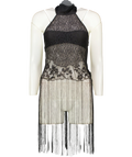 Leny Black Elara Fringe Halter UK XS