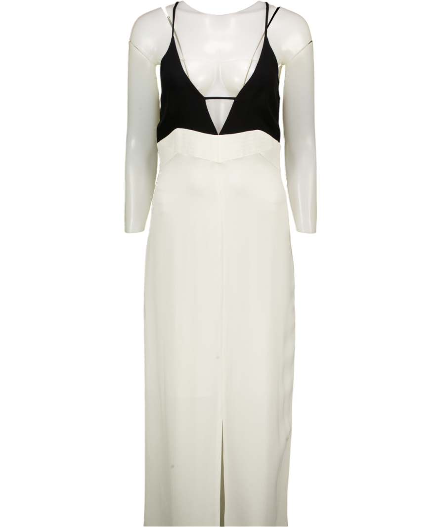 KAREN MILLEN Black / Ivory Colour Block Maxi Dress UK 10