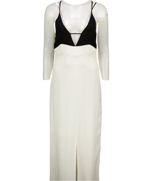 KAREN MILLEN Black / Ivory Colour Block Maxi Dress UK 10
