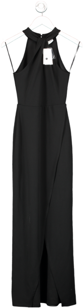 QUIZ Black Crepe Cross Front Maxi Dress UK 6