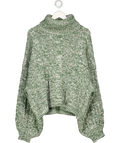 Arrange Green High Neck Twist Yarn Cable Jumper UK XL