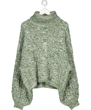 Arrange Green High Neck Twist Yarn Cable Jumper UK XL