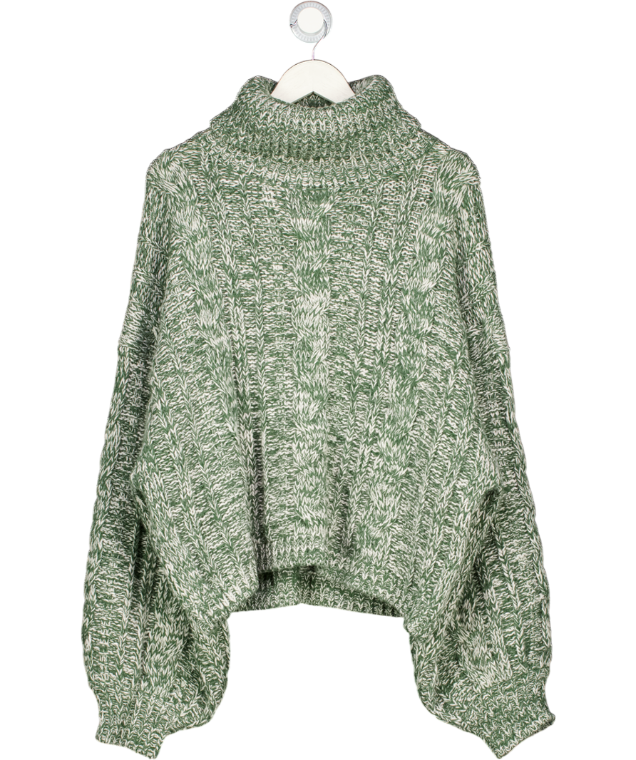 Arrange Green High Neck Twist Yarn Cable Jumper UK XL