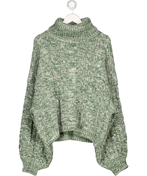 Arrange Green High Neck Twist Yarn Cable Jumper UK XL