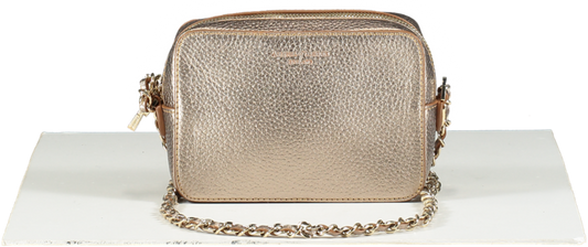 Aspinal Of London Metallic Bronze Pebbled Leather Mini Camera Bag