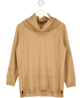 WHISTLES Camel Beige 100% Cashmere Roll Neck Jumper UK S