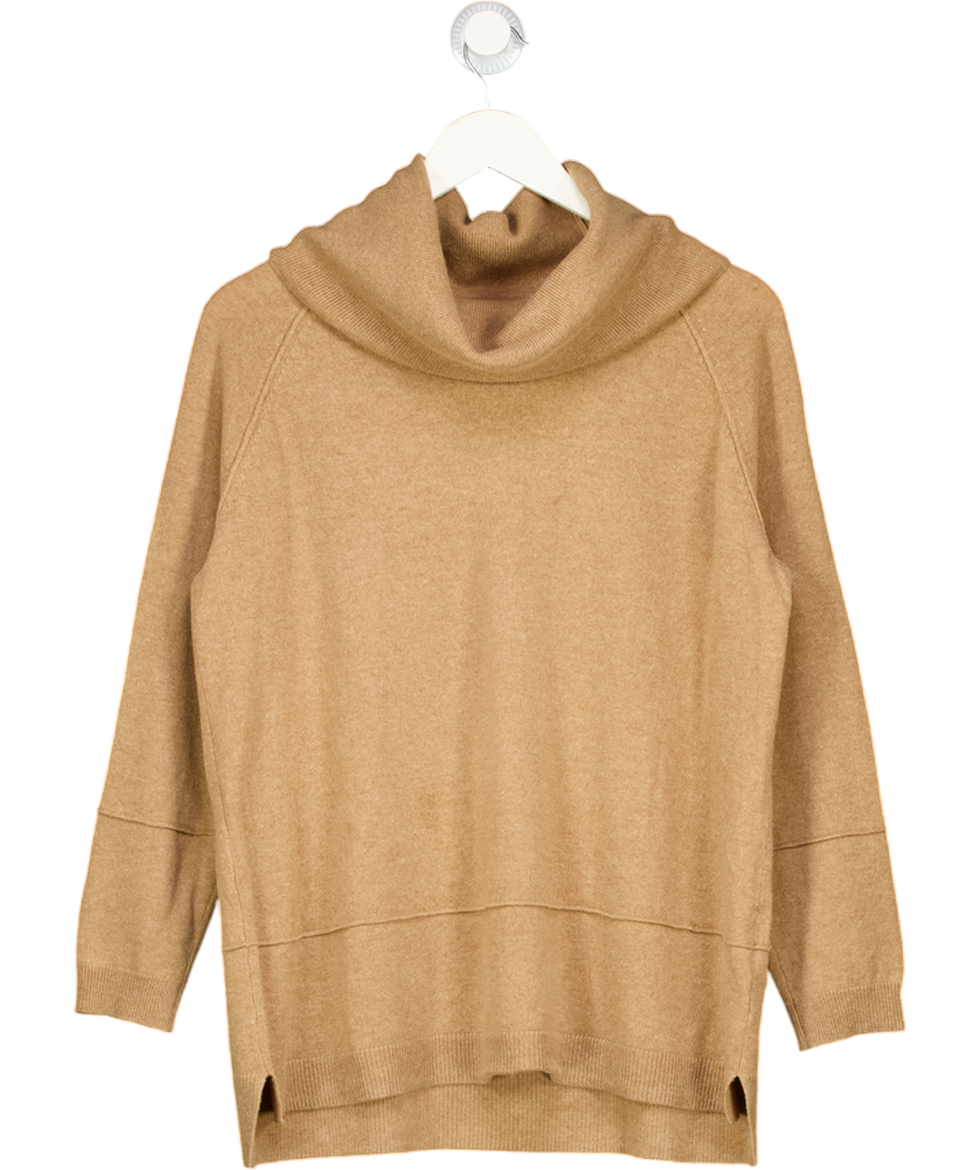 WHISTLES Camel Beige 100% Cashmere Roll Neck Jumper UK S