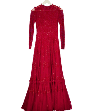 Needle & Thread Red Margot Ankle Length Gown UK 6