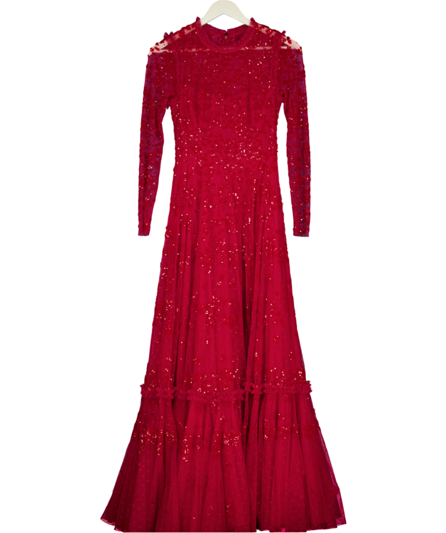 Needle & Thread Red Margot Ankle Length Gown UK 6