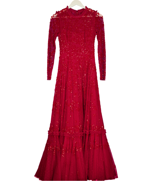 Needle & Thread Red Margot Ankle Length Gown UK 6