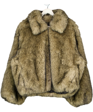 NEXT Beige Neutral Faux Fur Zip Through Jacket UK L