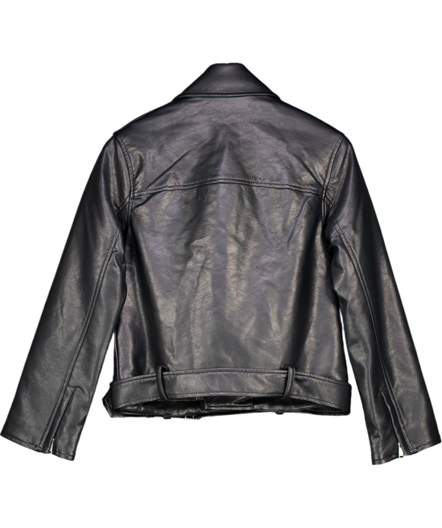 Abercrombie & Fitch Black Vegan Leather Biker Jacket UK XXS